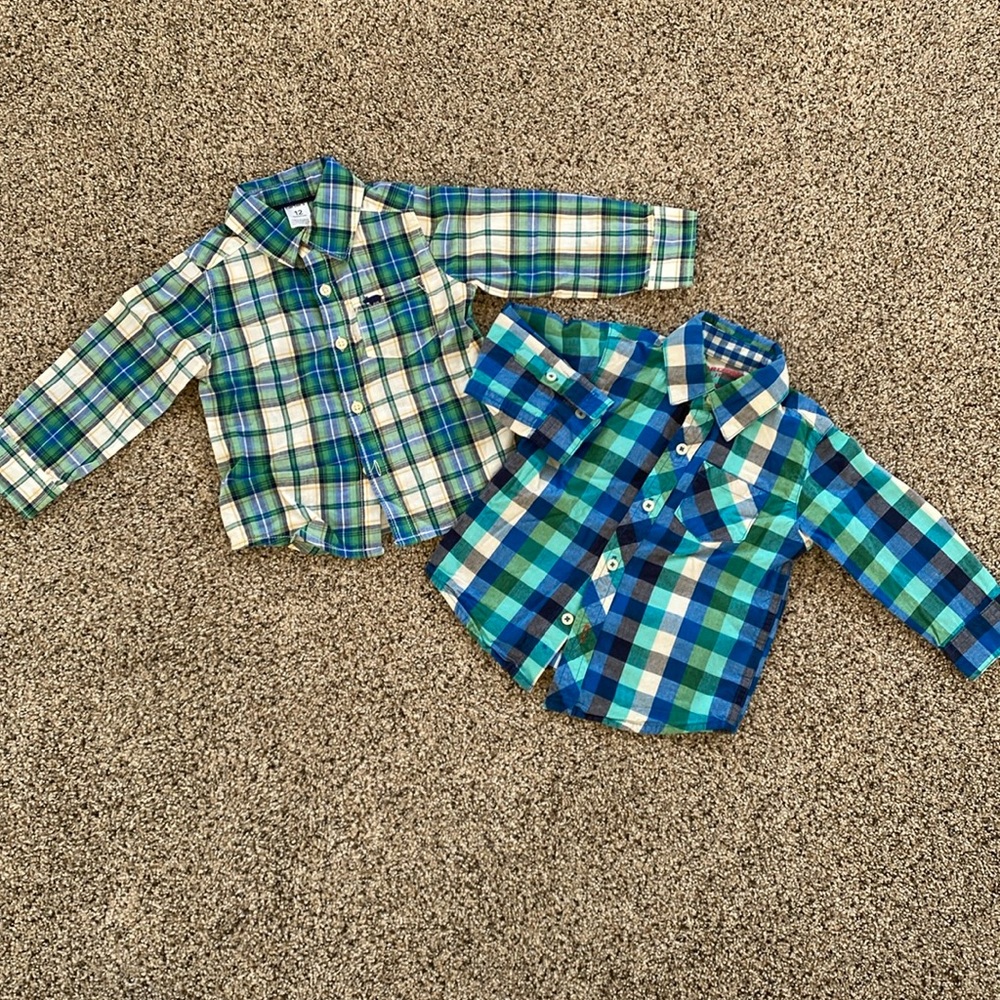 12 month dress shirts. Carter Button up. Arizona Button Up. 12 month
